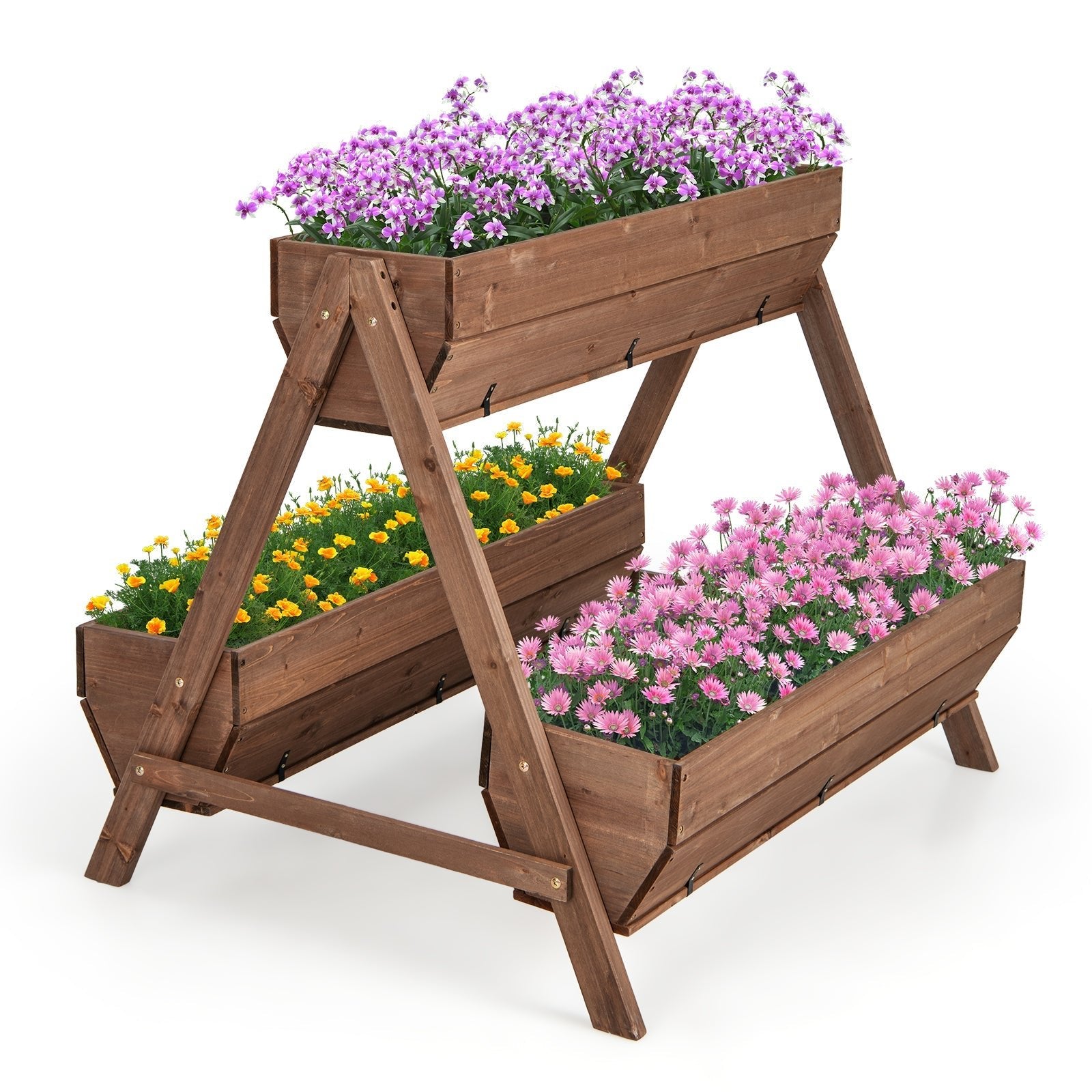 Vertical Raised Garden bed with 3 Wooden Planter Boxes - Cheeky Garden