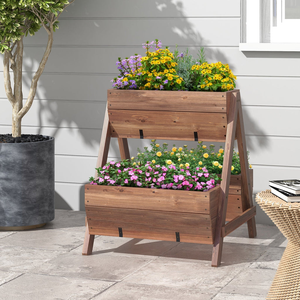 Vertical Raised Garden bed with 3 Wooden Planter Boxes - Cheeky Garden
