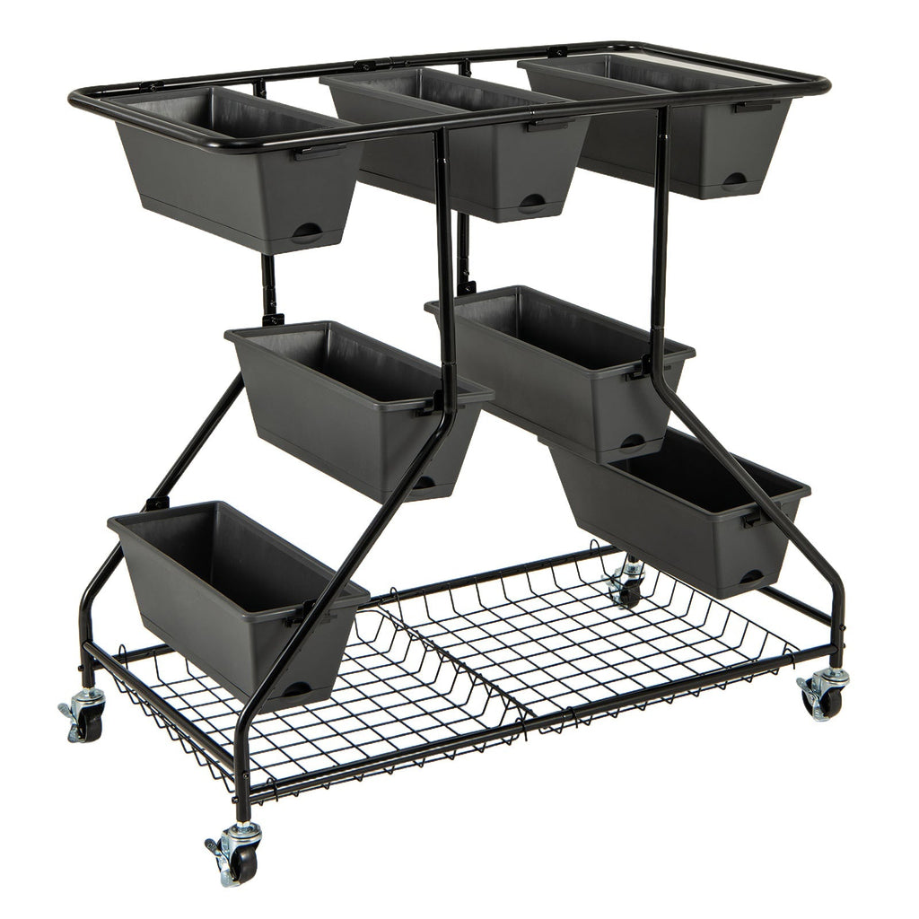 Vertical Raised Garden Bed with 7 Planter Boxes and Storage Baskets-Black - Cheeky Garden