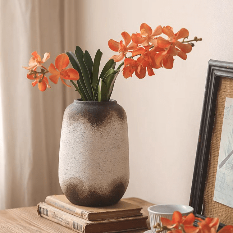 Watertight Brown Imprint Ceramic Vase - Cheeky Garden