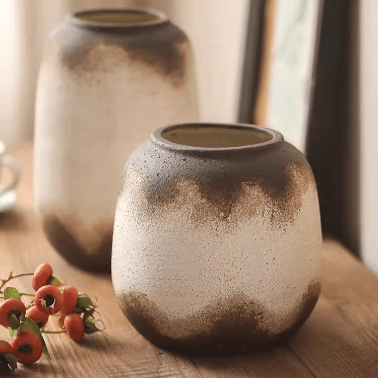 Watertight Brown Imprint Ceramic Vase - Cheeky Garden