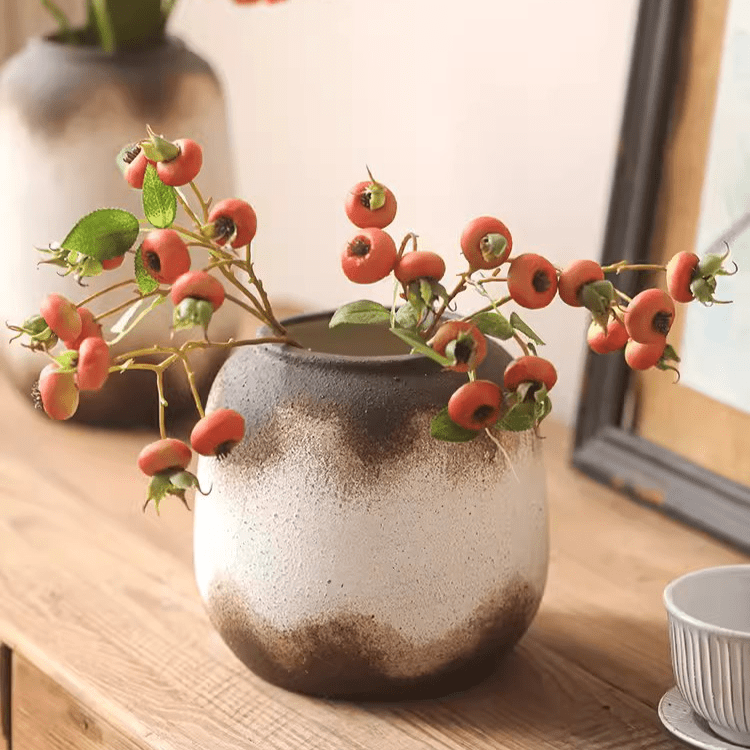 Watertight Brown Imprint Ceramic Vase - Cheeky Garden