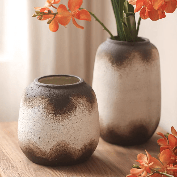 Watertight Brown Imprint Ceramic Vase - Cheeky Garden