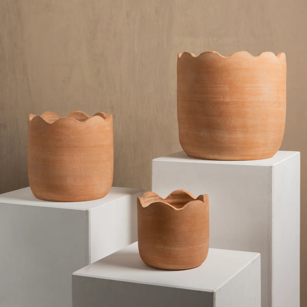 Wavy Planter – Small Handmade Terracotta - Cheeky Garden