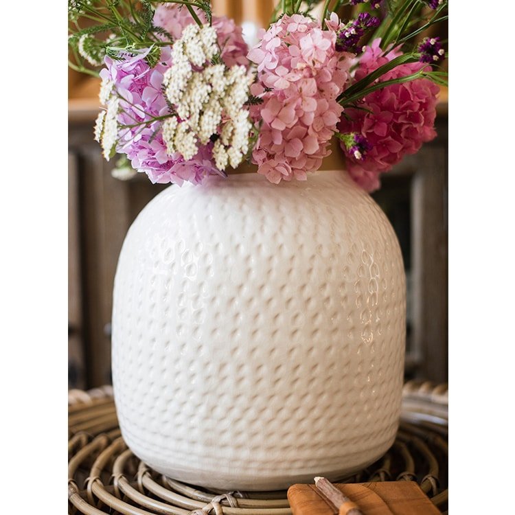 White Flower Vase Glazed Ceramic Vase - Cheeky Garden