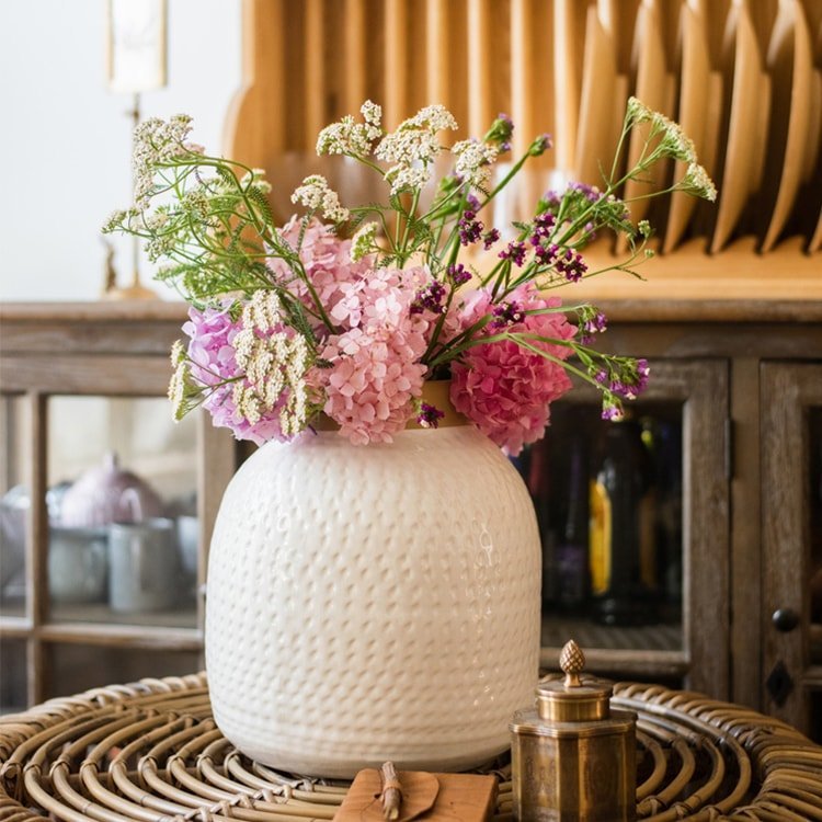 White Flower Vase Glazed Ceramic Vase - Cheeky Garden