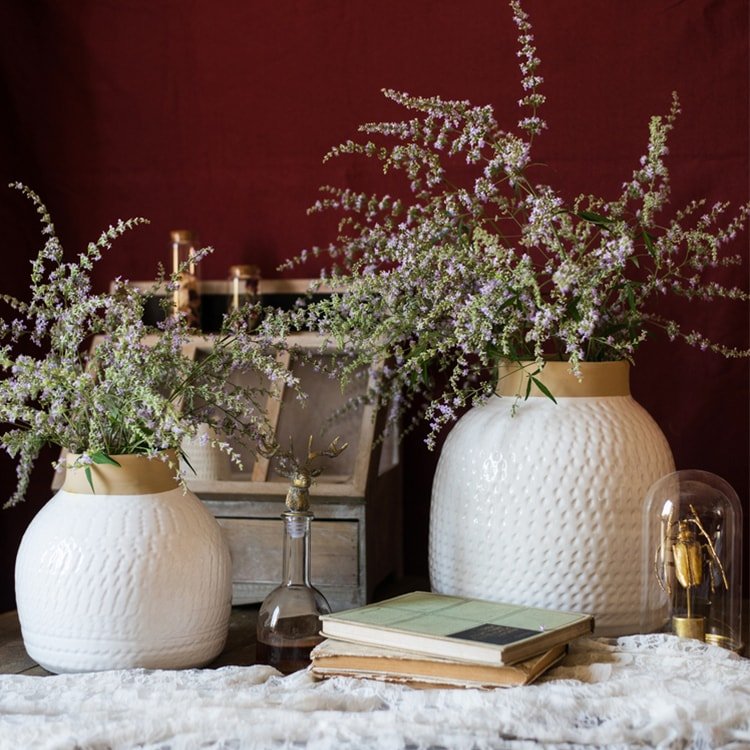White Flower Vase Glazed Ceramic Vase - Cheeky Garden