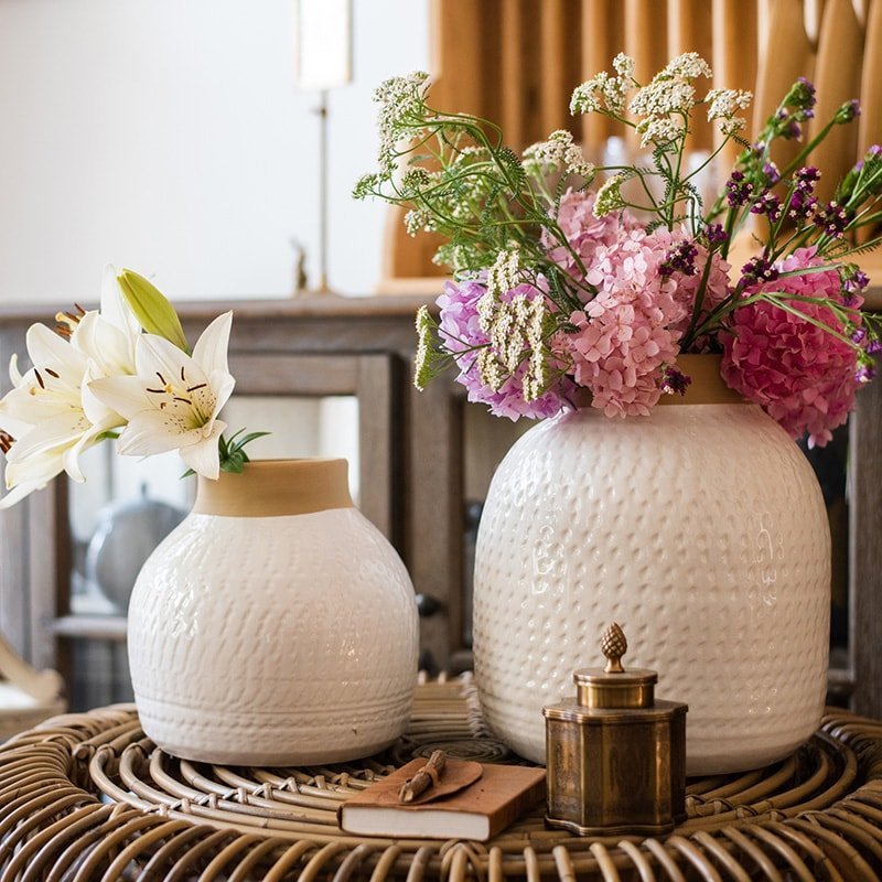 White Flower Vase Glazed Ceramic Vase - Cheeky Garden