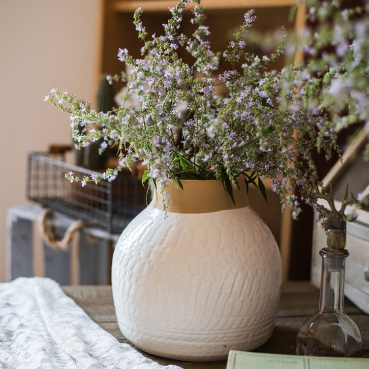 White Flower Vase Glazed Ceramic Vase - Cheeky Garden