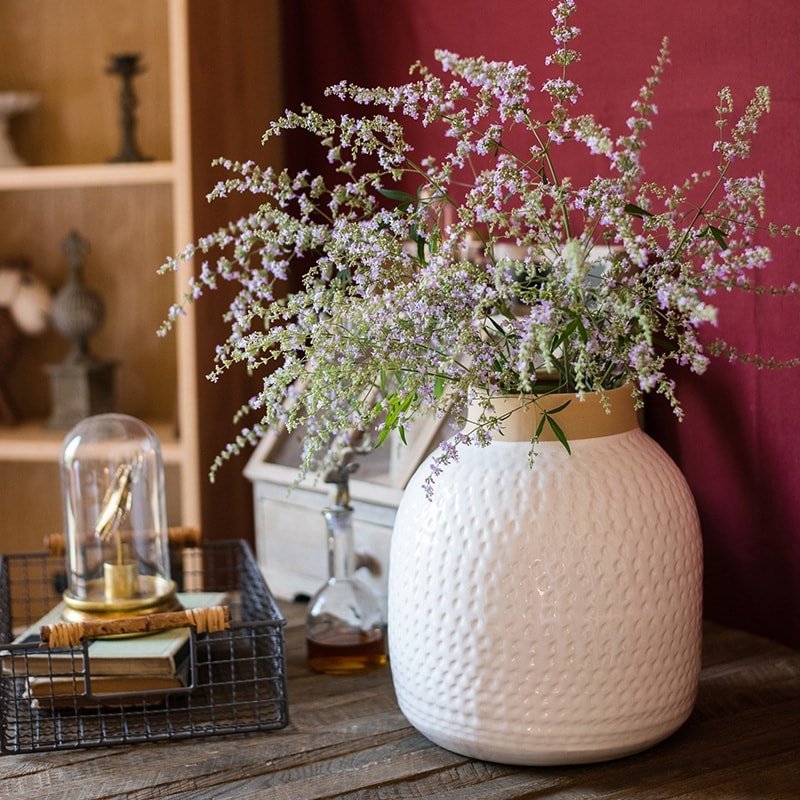 White Flower Vase Glazed Ceramic Vase - Cheeky Garden