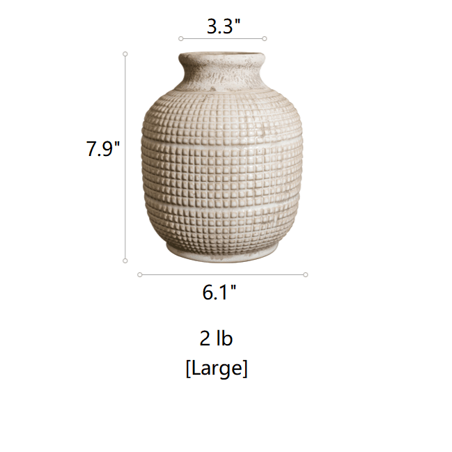 White Textured Porcelain Ceramic Jar Vase - Cheeky Garden
