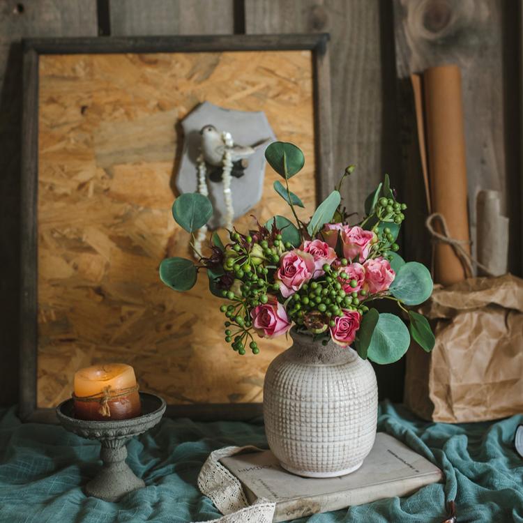 White Textured Porcelain Ceramic Jar Vase - Cheeky Garden
