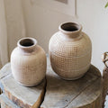 White Textured Porcelain Ceramic Jar Vase - Cheeky Garden