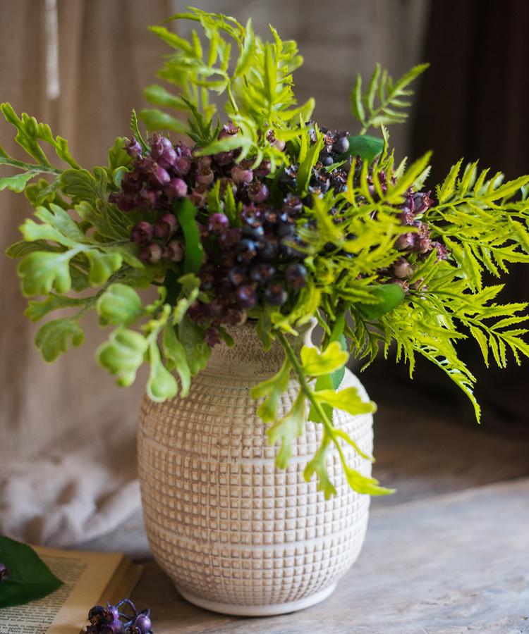 White Textured Porcelain Ceramic Jar Vase - Cheeky Garden