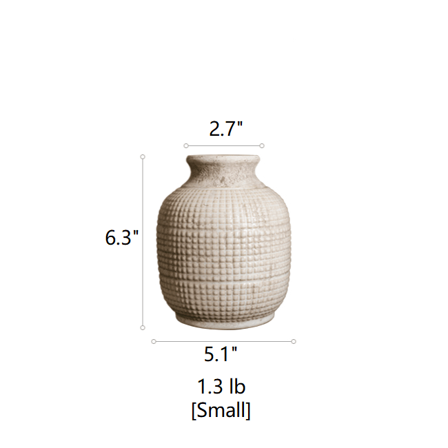 White Textured Porcelain Ceramic Jar Vase - Cheeky Garden