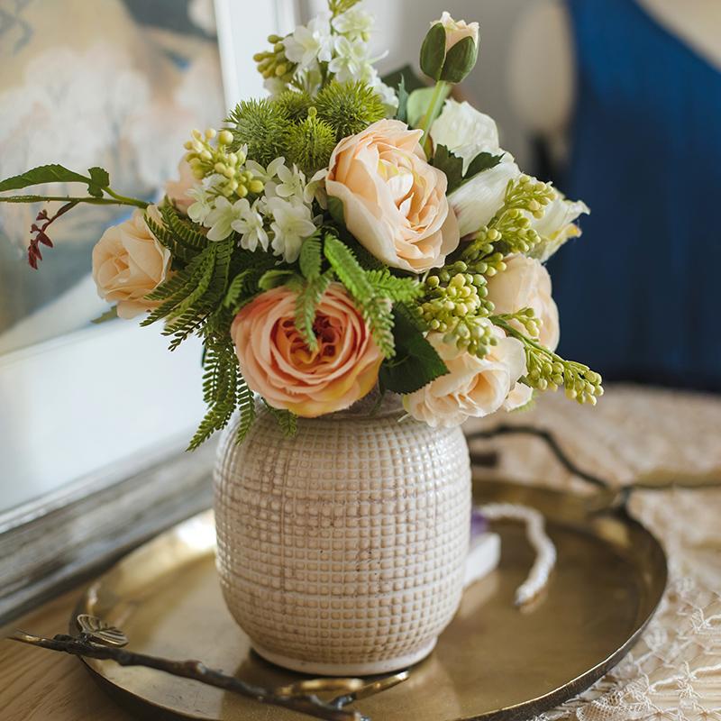White Textured Porcelain Ceramic Jar Vase - Cheeky Garden