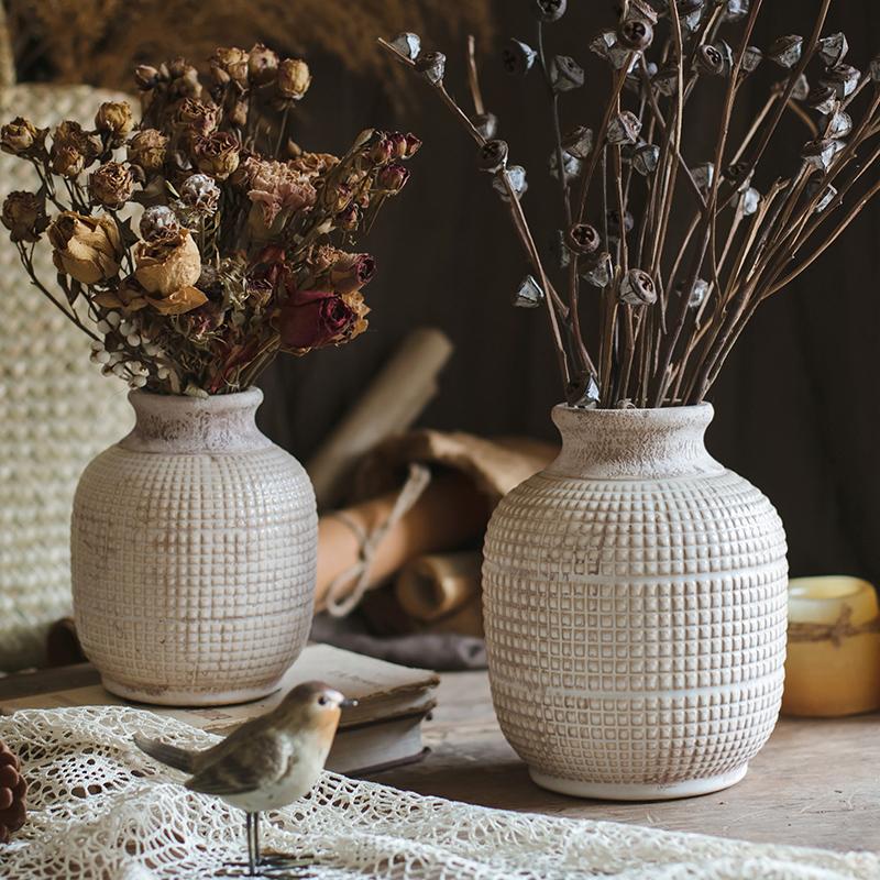 White Textured Porcelain Ceramic Jar Vase - Cheeky Garden
