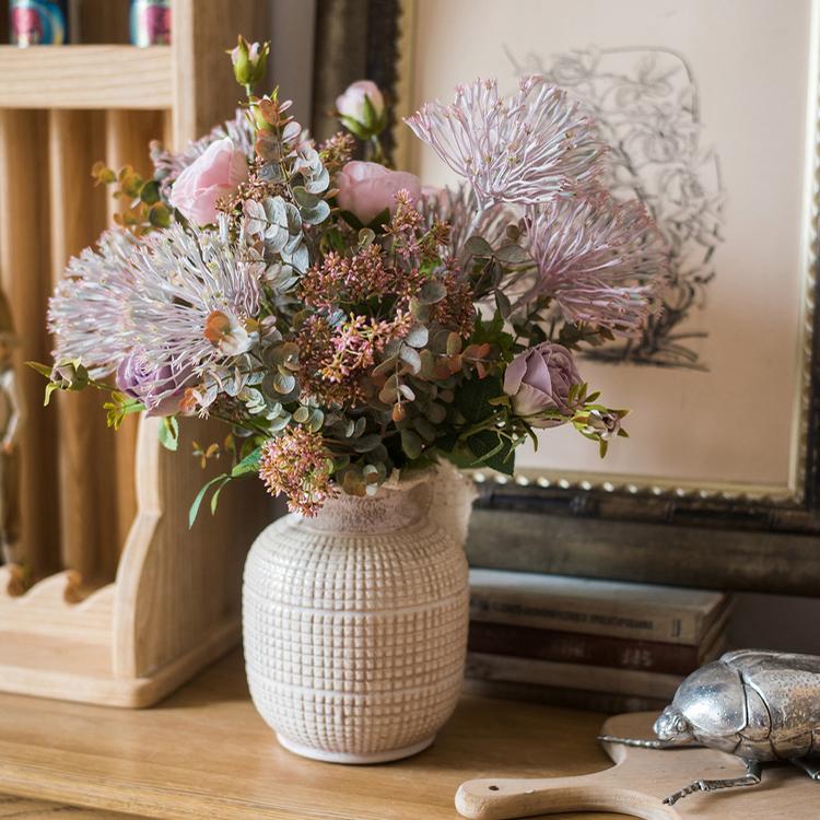White Textured Porcelain Ceramic Jar Vase - Cheeky Garden