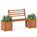 Wood Planter Box with Bench and Backrest for Garden Yard Balcony - Cheeky Garden