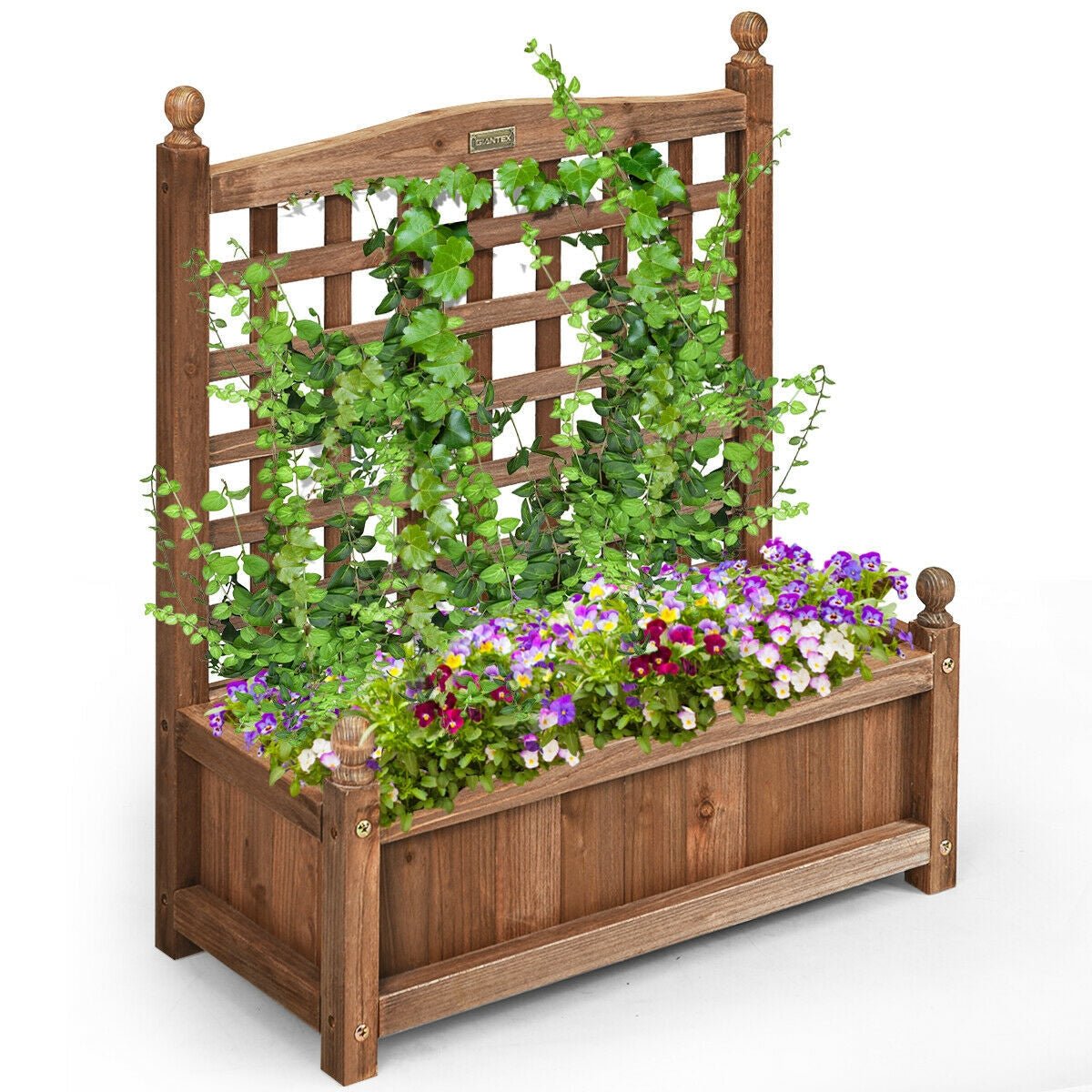 Wood Planter Box with Trellis Weather-resistant Outdoor - Cheeky Garden