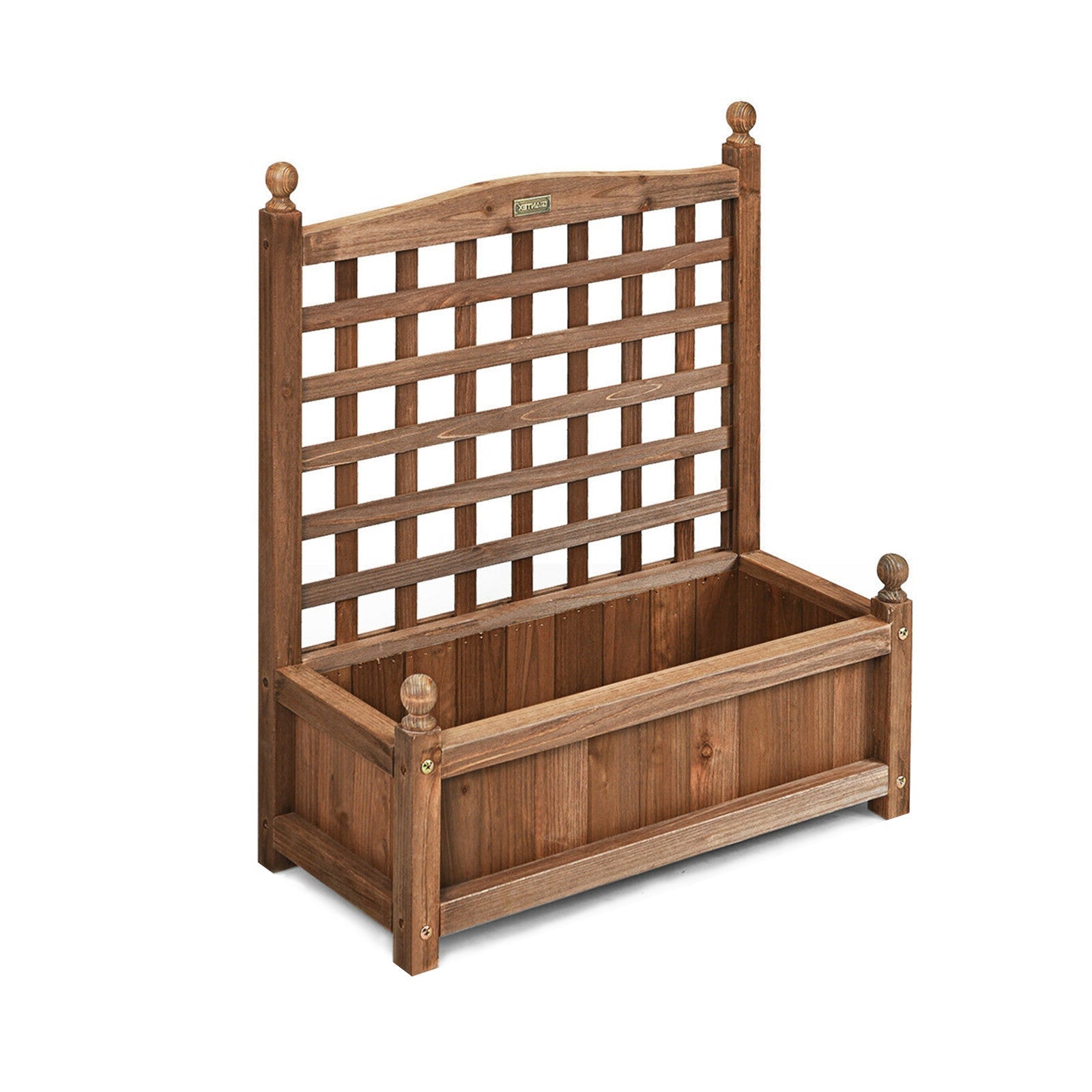 Wood Planter Box with Trellis Weather-resistant Outdoor - Cheeky Garden