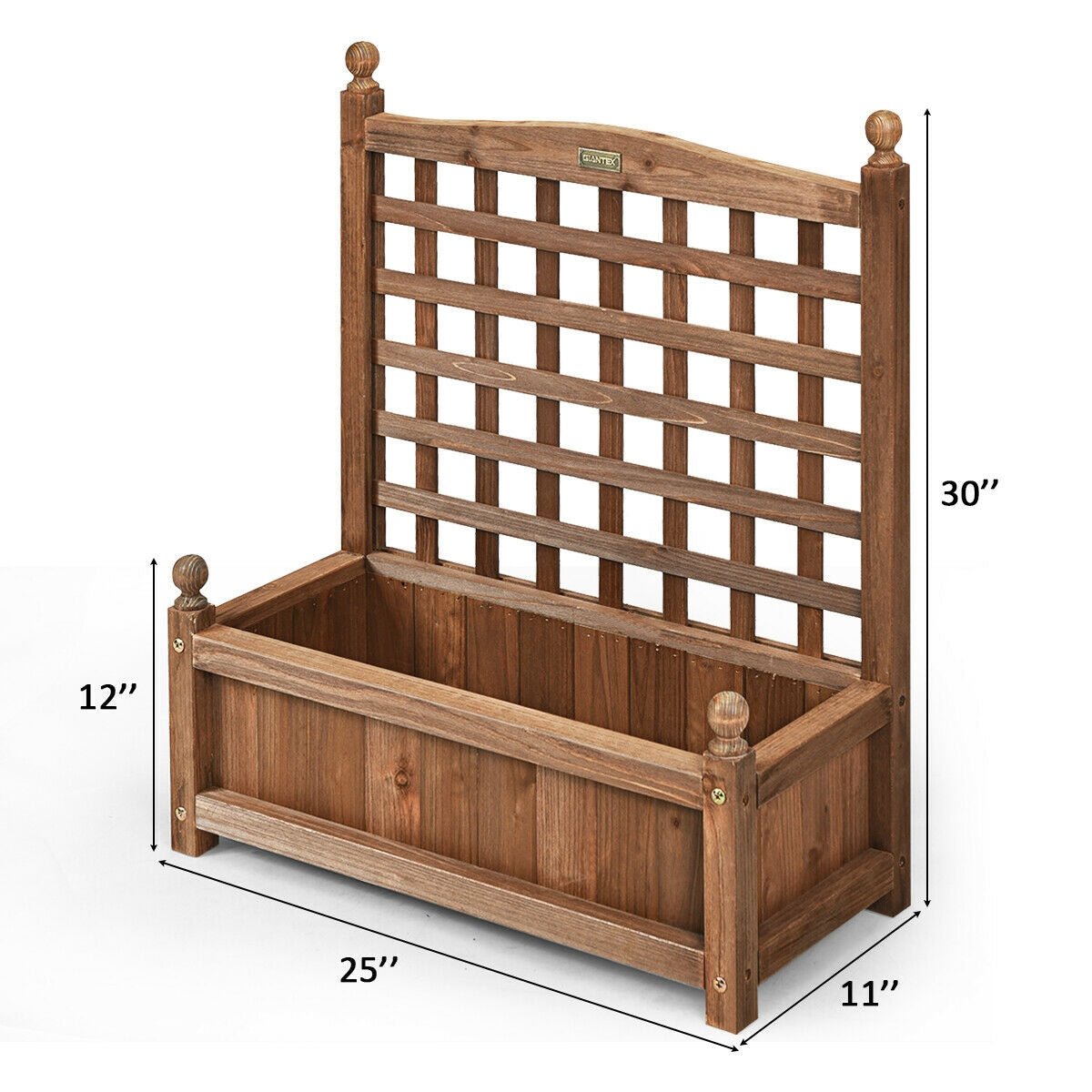 Wood Planter Box with Trellis Weather-resistant Outdoor - Cheeky Garden