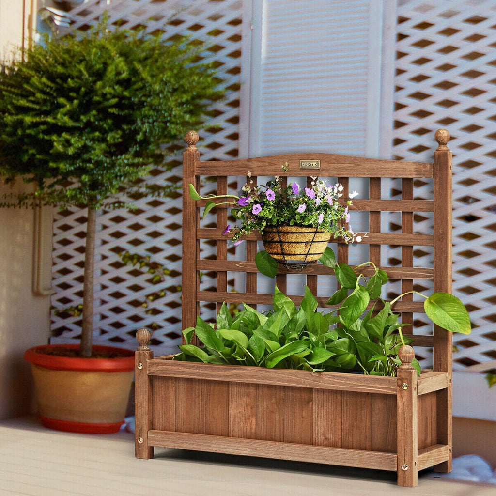 Wood Planter Box with Trellis Weather-resistant Outdoor - Cheeky Garden