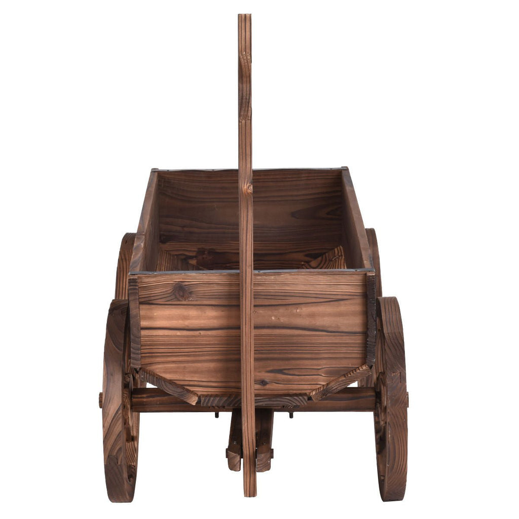 Wood Wagon Planter Pot Stand with Wheels - Cheeky Garden
