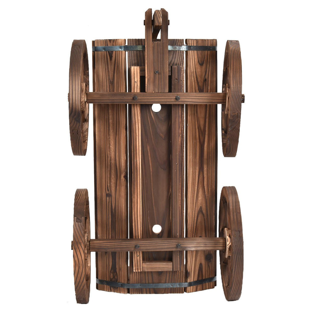 Wood Wagon Planter Pot Stand with Wheels - Cheeky Garden