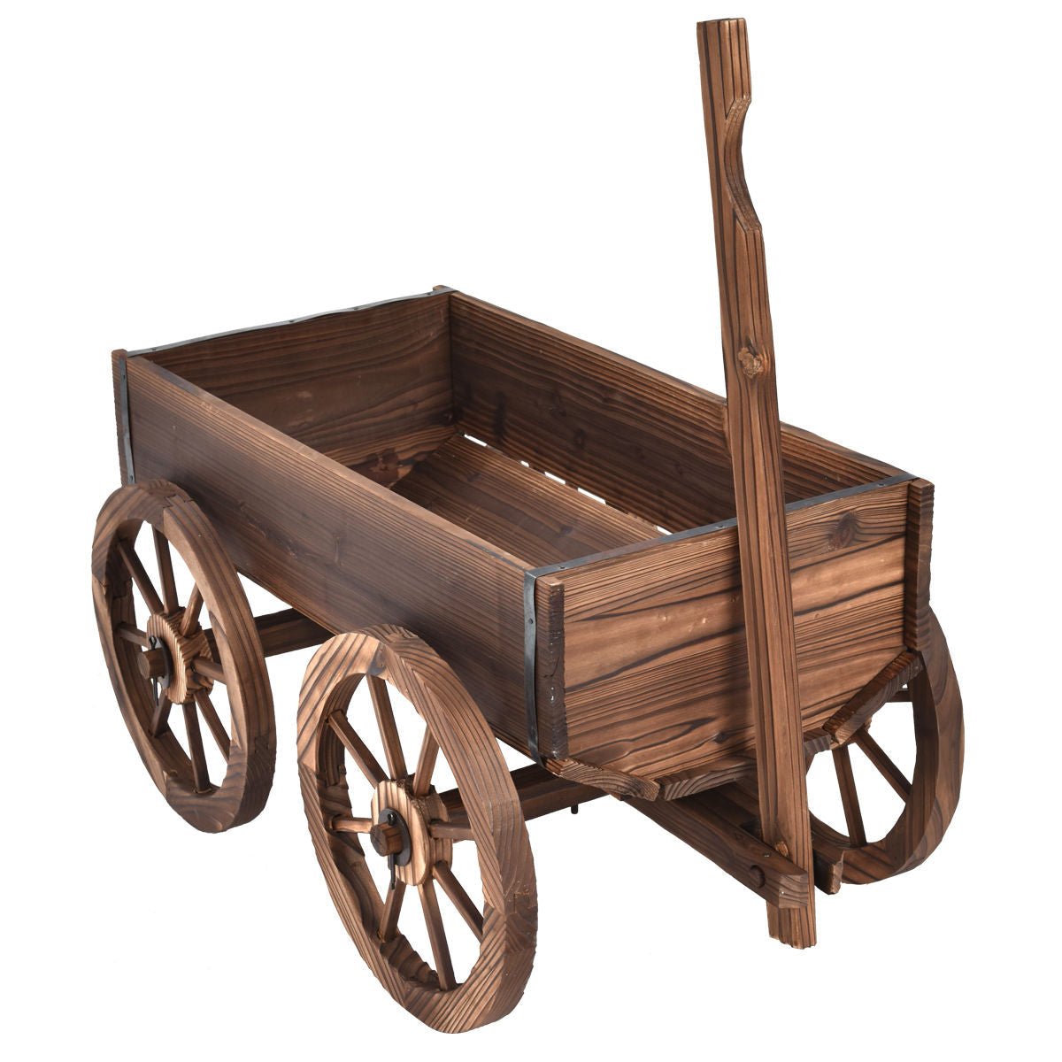 Wood Wagon Planter Pot Stand with Wheels - Cheeky Garden