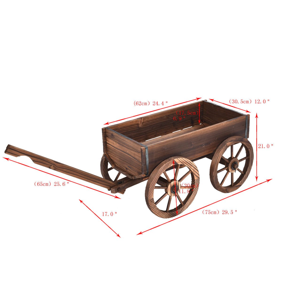 Wood Wagon Planter Pot Stand with Wheels - Cheeky Garden