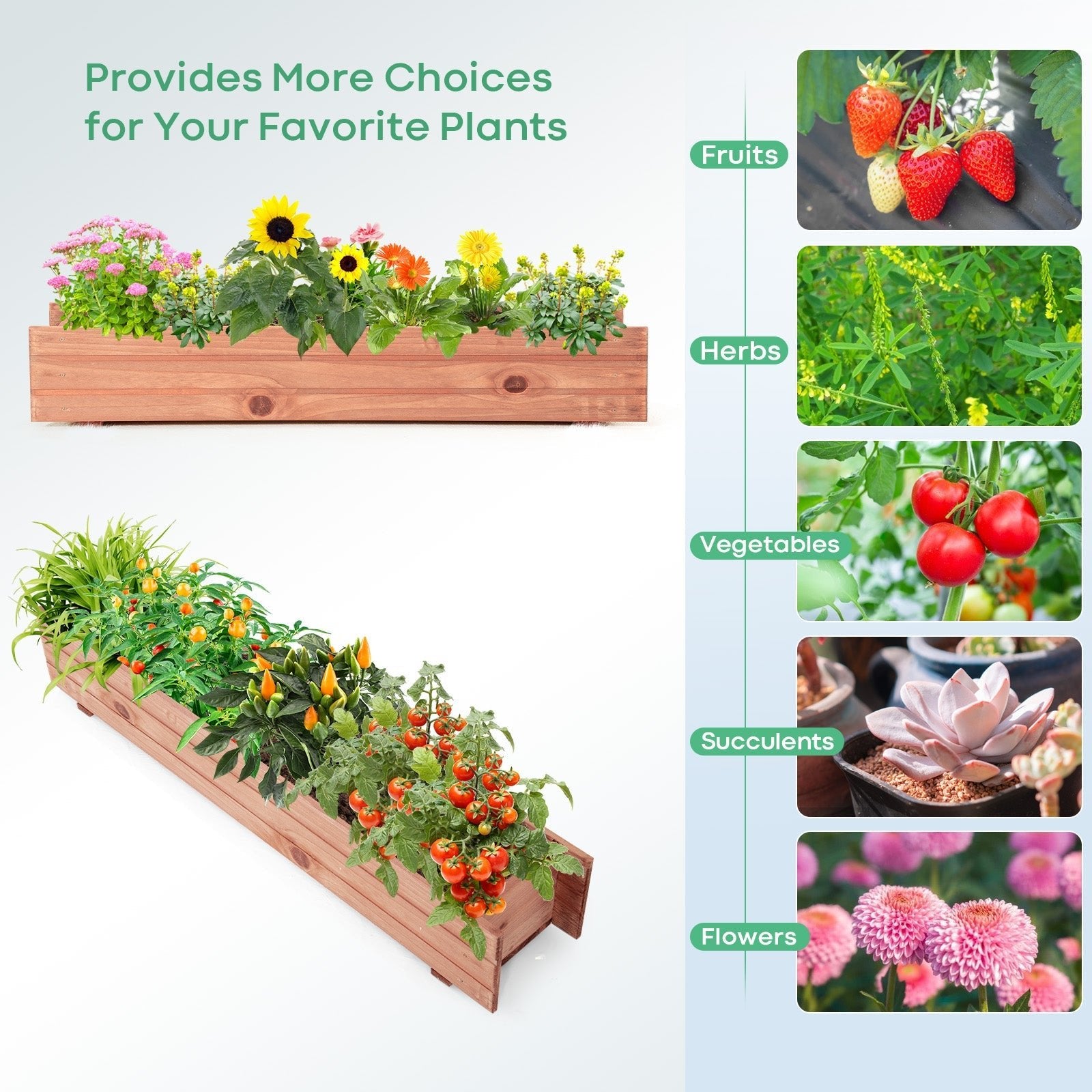 Wooden Decorative Raised Garden Bed for Yard and Window - Cheeky Garden
