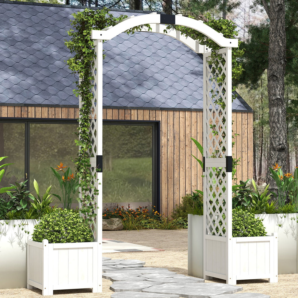 Wooden Garden Arbor with Planter and Trellis for Climbing Plants Decorations - Cheeky Garden