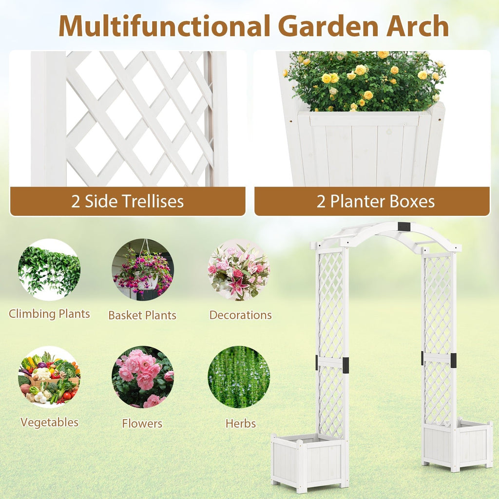 Wooden Garden Arbor with Planter and Trellis for Climbing Plants Decorations - Cheeky Garden