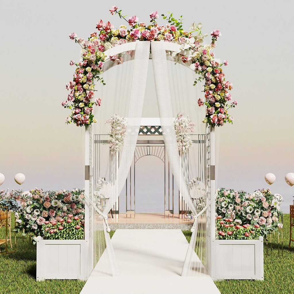 Wooden Garden Arbor with Planter and Trellis for Climbing Plants Decorations - Cheeky Garden