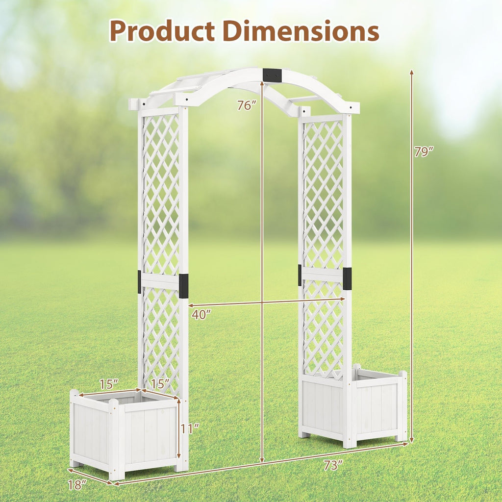 Wooden Garden Arbor with Planter and Trellis for Climbing Plants Decorations - Cheeky Garden
