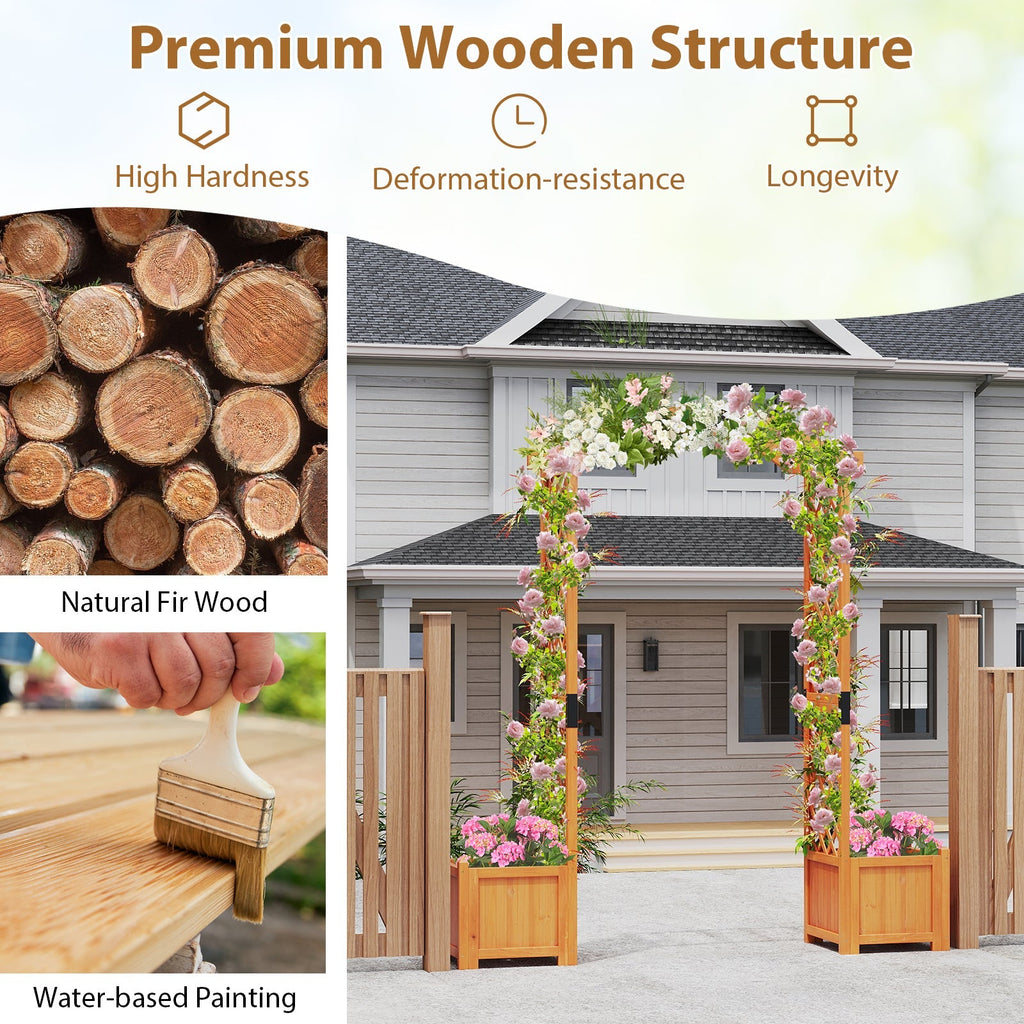 Wooden Garden Arbor with Planter and Trellis for Climbing Plants Decorations - Cheeky Garden