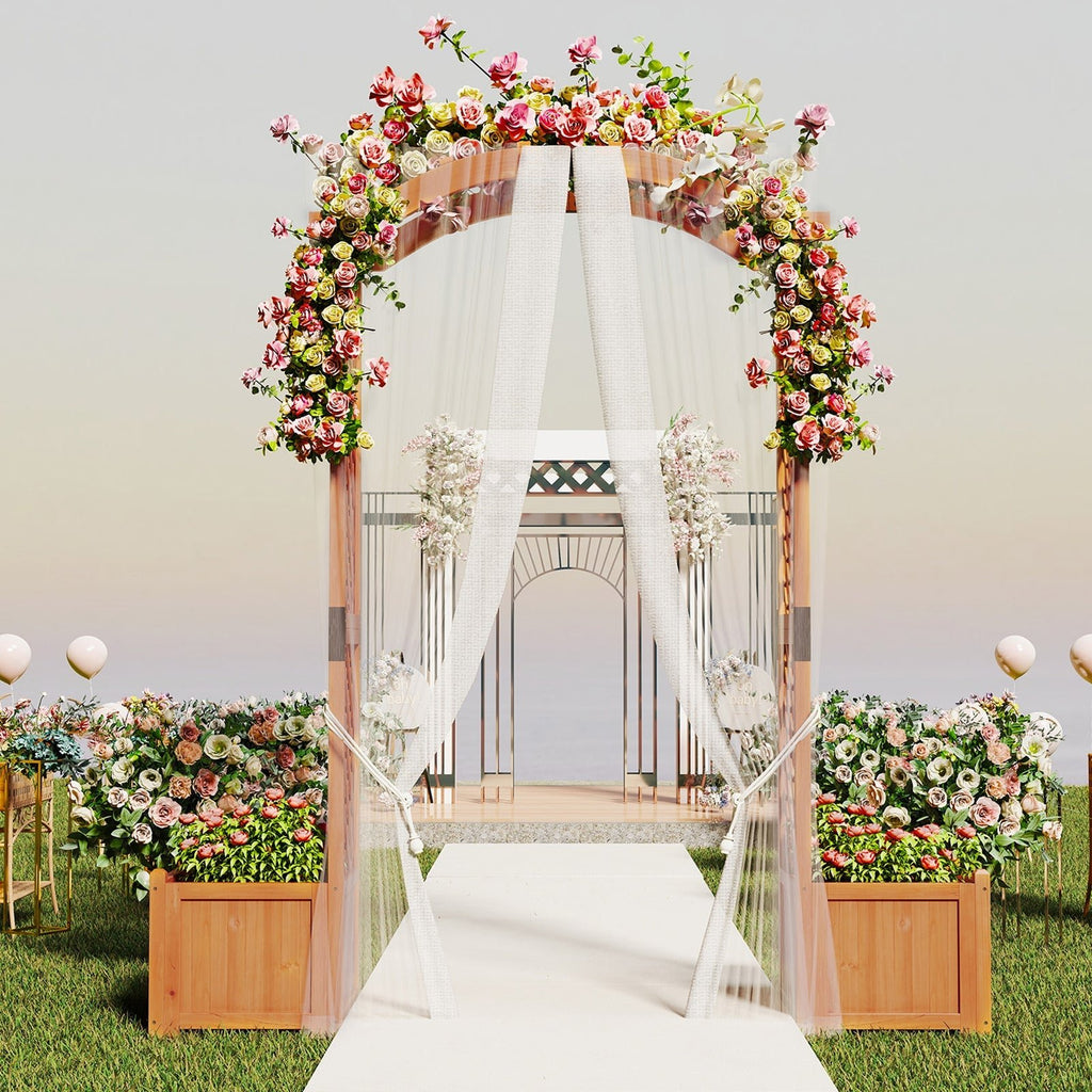 Wooden Garden Arbor with Planter and Trellis for Climbing Plants Decorations - Cheeky Garden