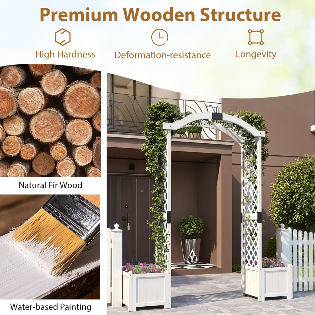 Wooden Garden Arbor with Planter and Trellis for Climbing Plants Decorations - Cheeky Garden