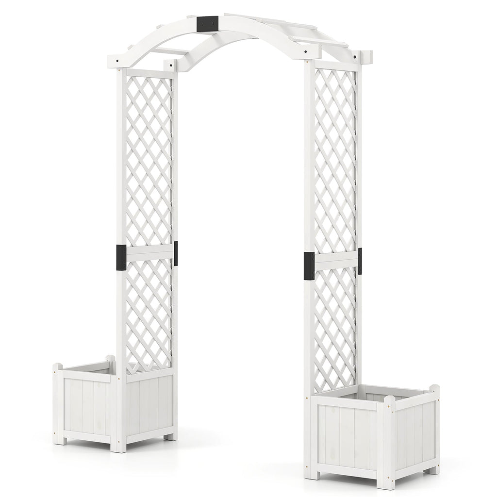 Wooden Garden Arbor with Planter and Trellis for Climbing Plants Decorations - Cheeky Garden