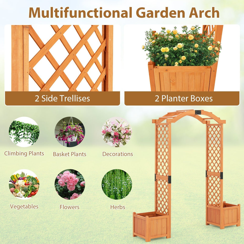 Wooden Garden Arbor with Planter and Trellis for Climbing Plants Decorations - Cheeky Garden