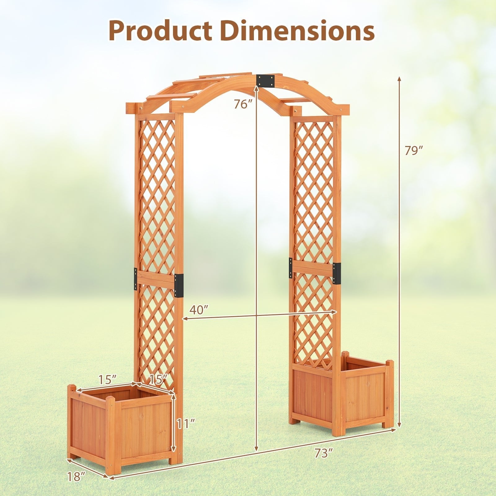 Wooden Garden Arbor with Planter and Trellis for Climbing Plants Decorations - Cheeky Garden