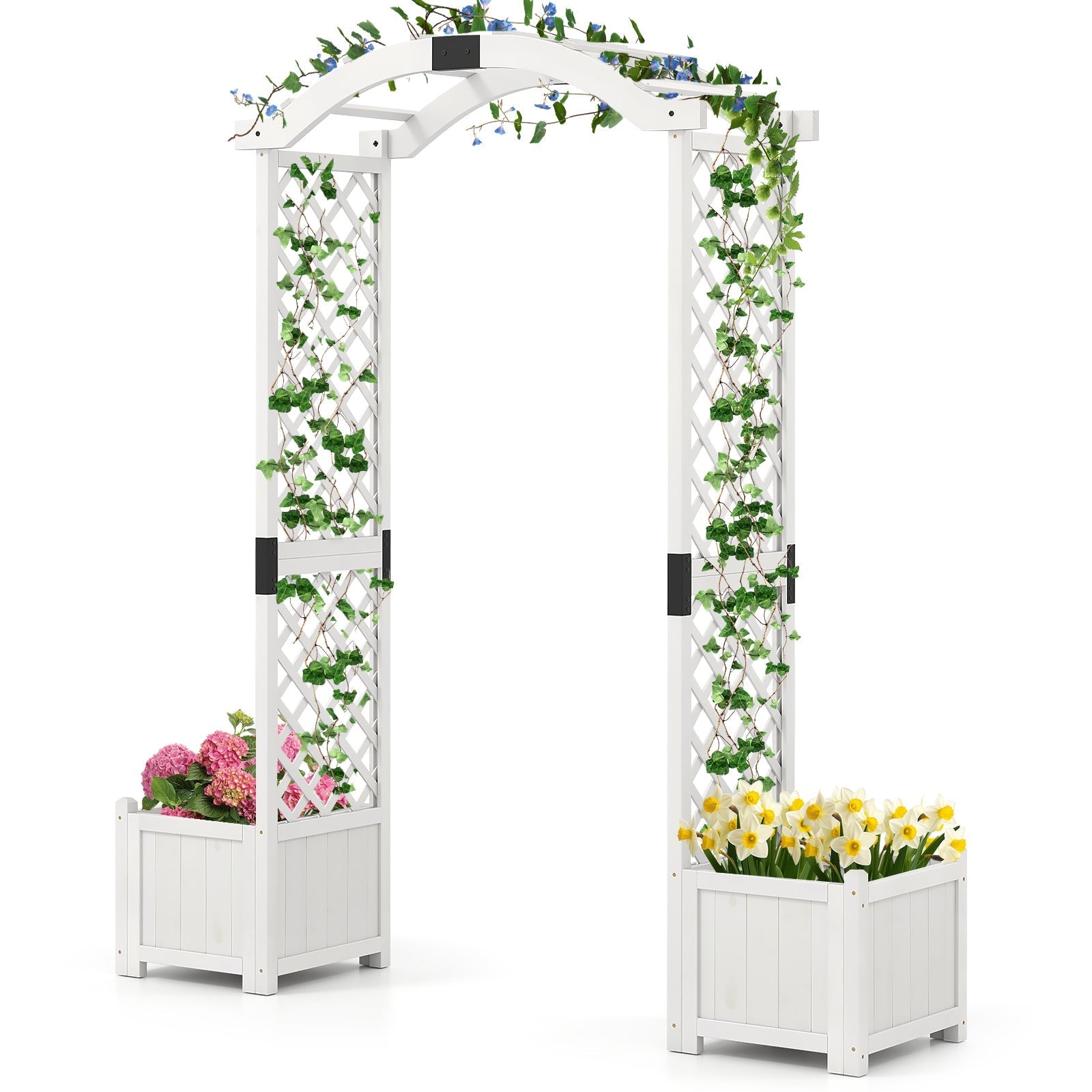 Wooden Garden Arbor with Planter and Trellis for Climbing Plants Decorations - Cheeky Garden