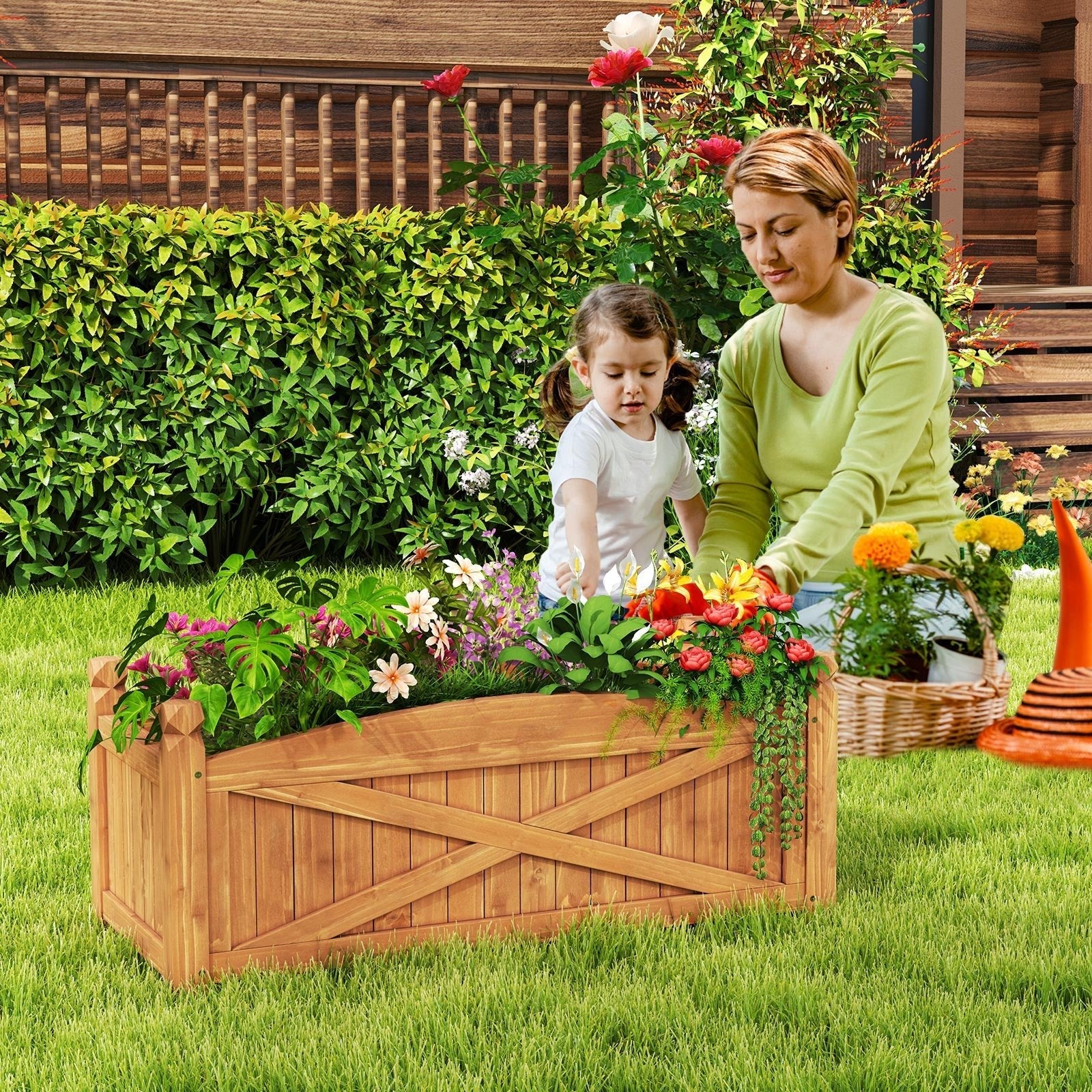 Wooden Raised Garden Bed Drainage Holes for Patio Garden - Cheeky Garden