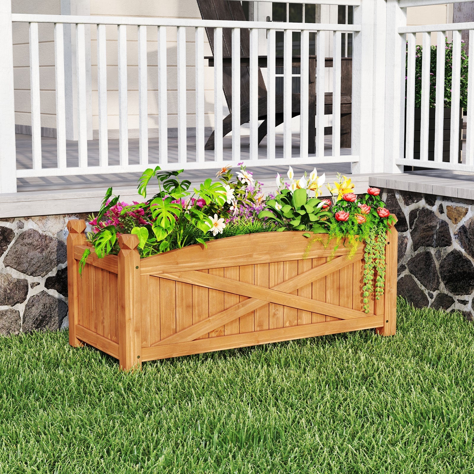 Wooden Raised Garden Bed Drainage Holes for Patio Garden - Cheeky Garden