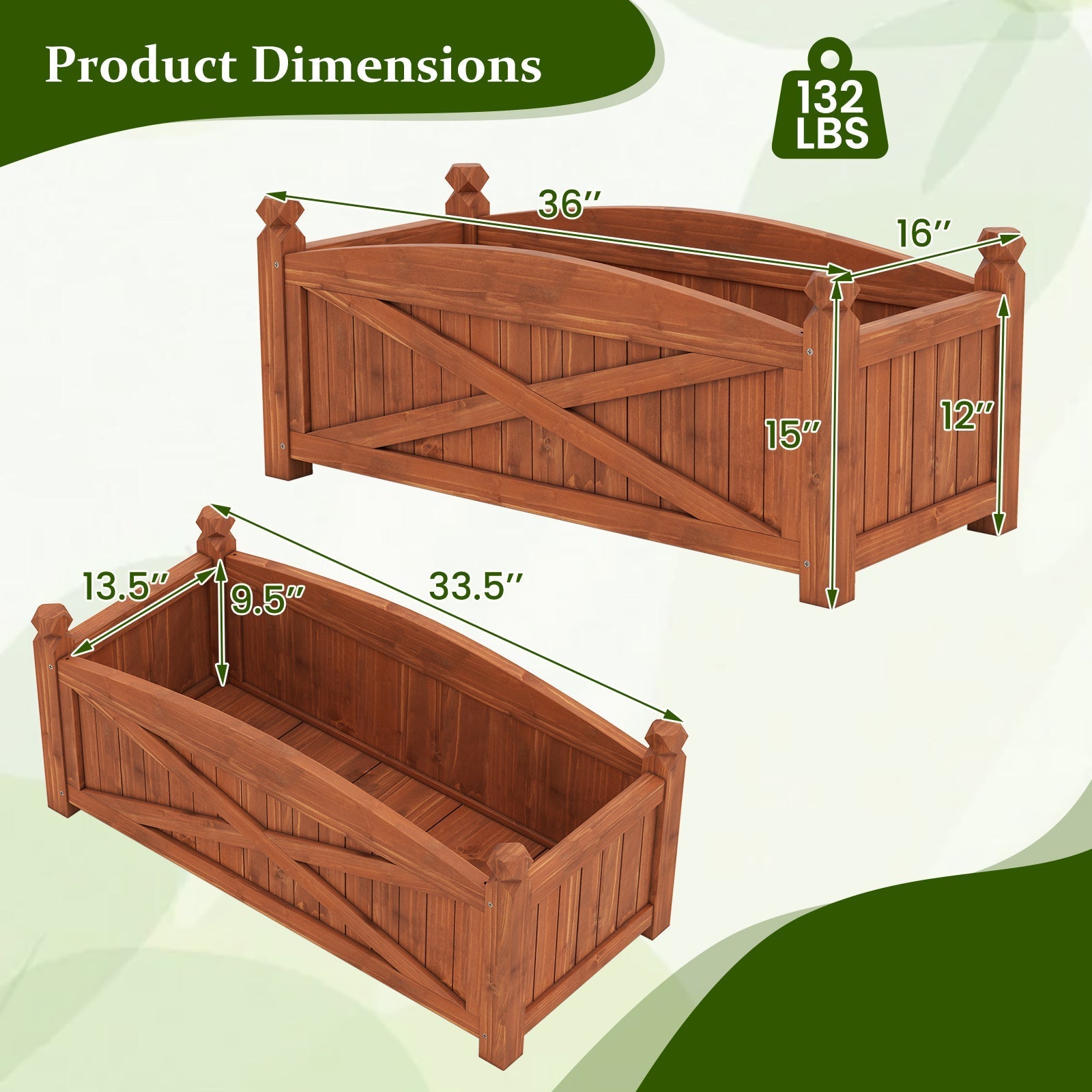 Wooden Raised Garden Bed Drainage Holes for Patio Garden - Cheeky Garden