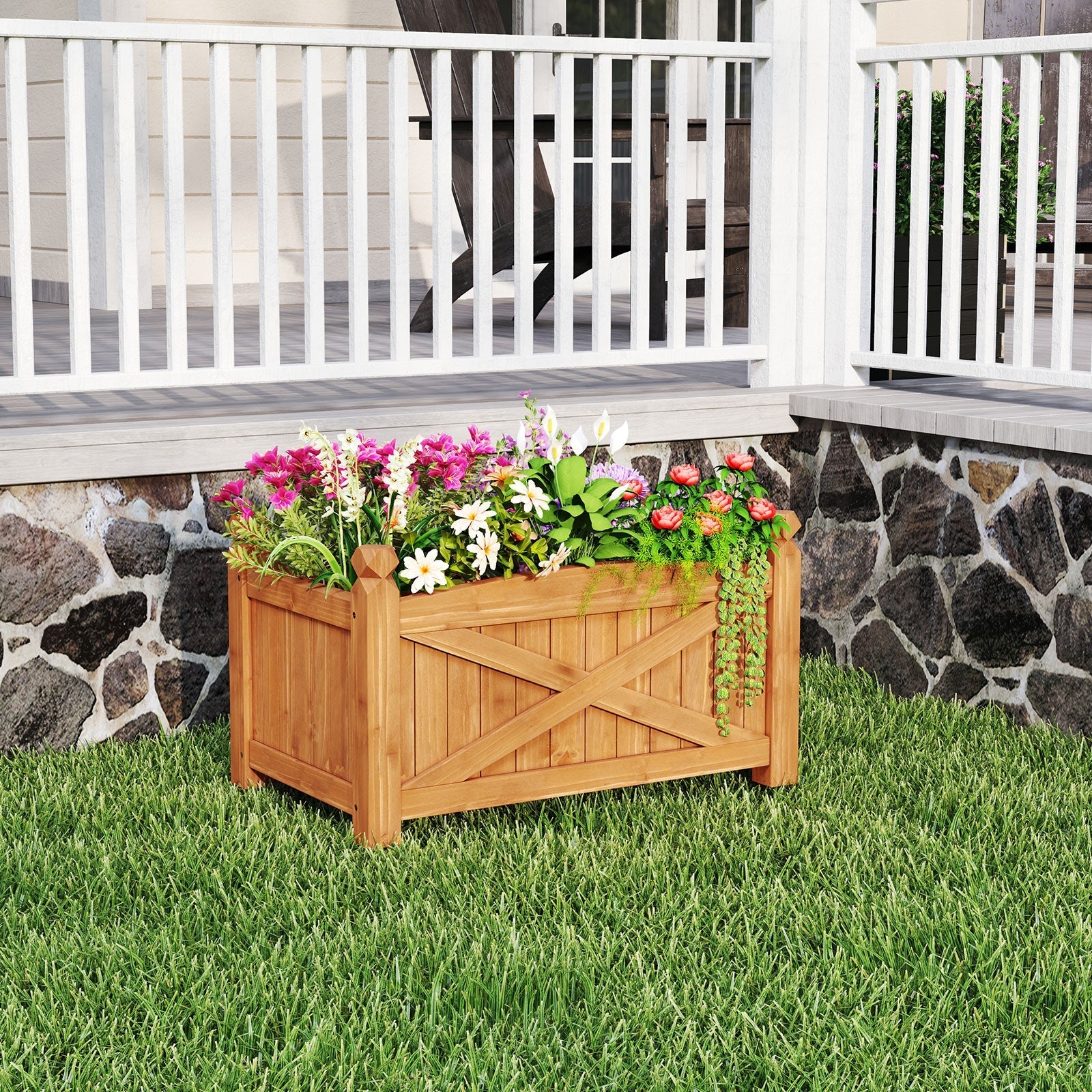 Wooden Raised Garden Bed Drainage Holes for Patio Garden - Cheeky Garden