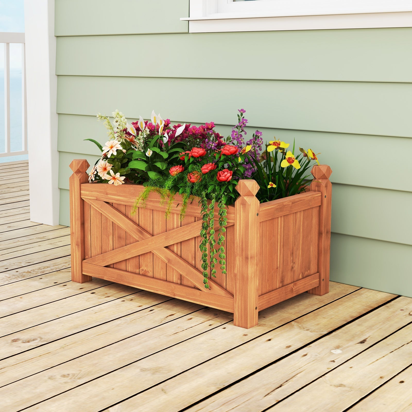 Wooden Raised Garden Bed Drainage Holes for Patio Garden - Cheeky Garden