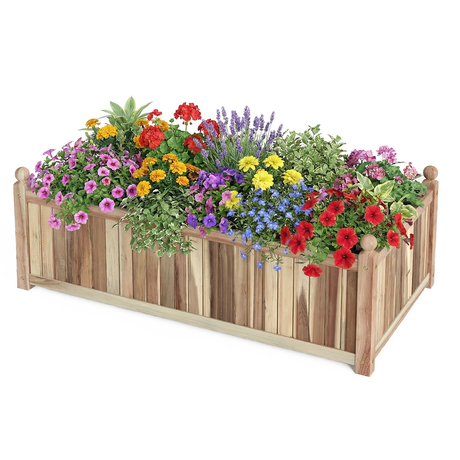 Wooden Raised Garden Bed Natural Acacia Wood Rectangular Planter Box with Liner-Natural - Cheeky Garden