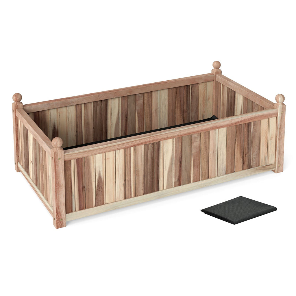 Wooden Raised Garden Bed Natural Acacia Wood Rectangular Planter Box with Liner-Natural - Cheeky Garden